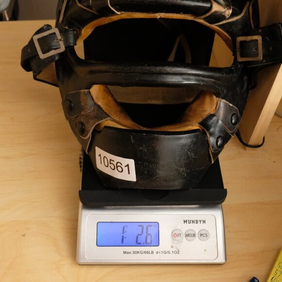 Vintage 1920s Baseball Catchers Face Mask Leather Padding Adult Black PATD 11021 - Picture 6 of 6